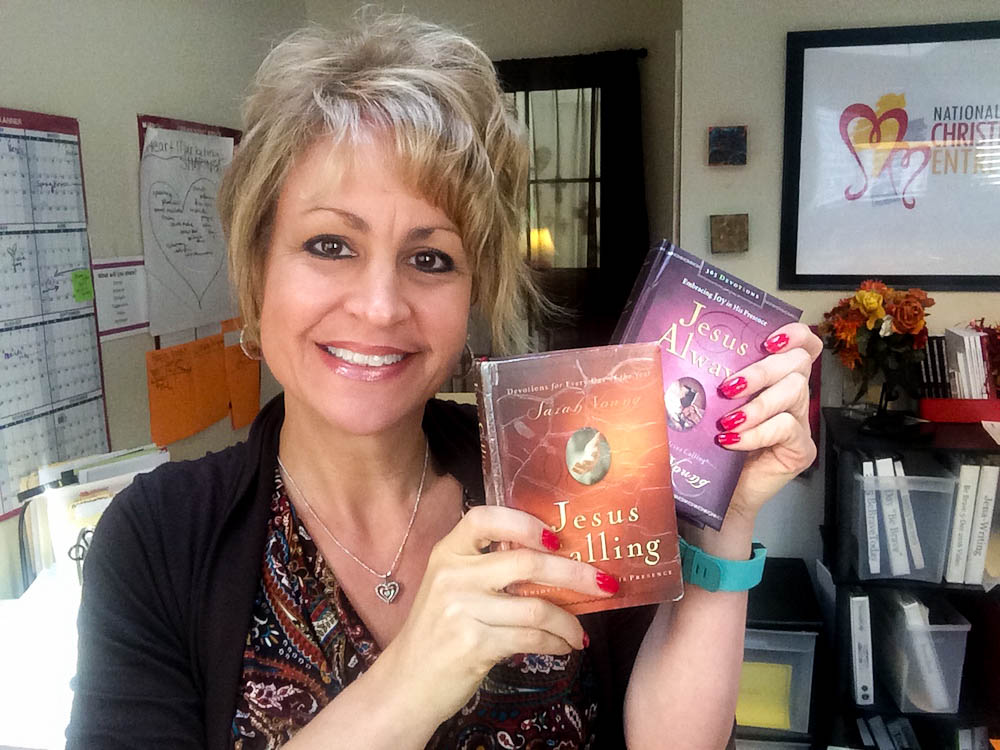 Diane with her copies of Jesus Calling and Jesus Always.