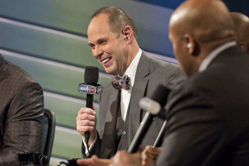 Ernie Johnson, Jr. on the set of TNT’s Inside the NBA.