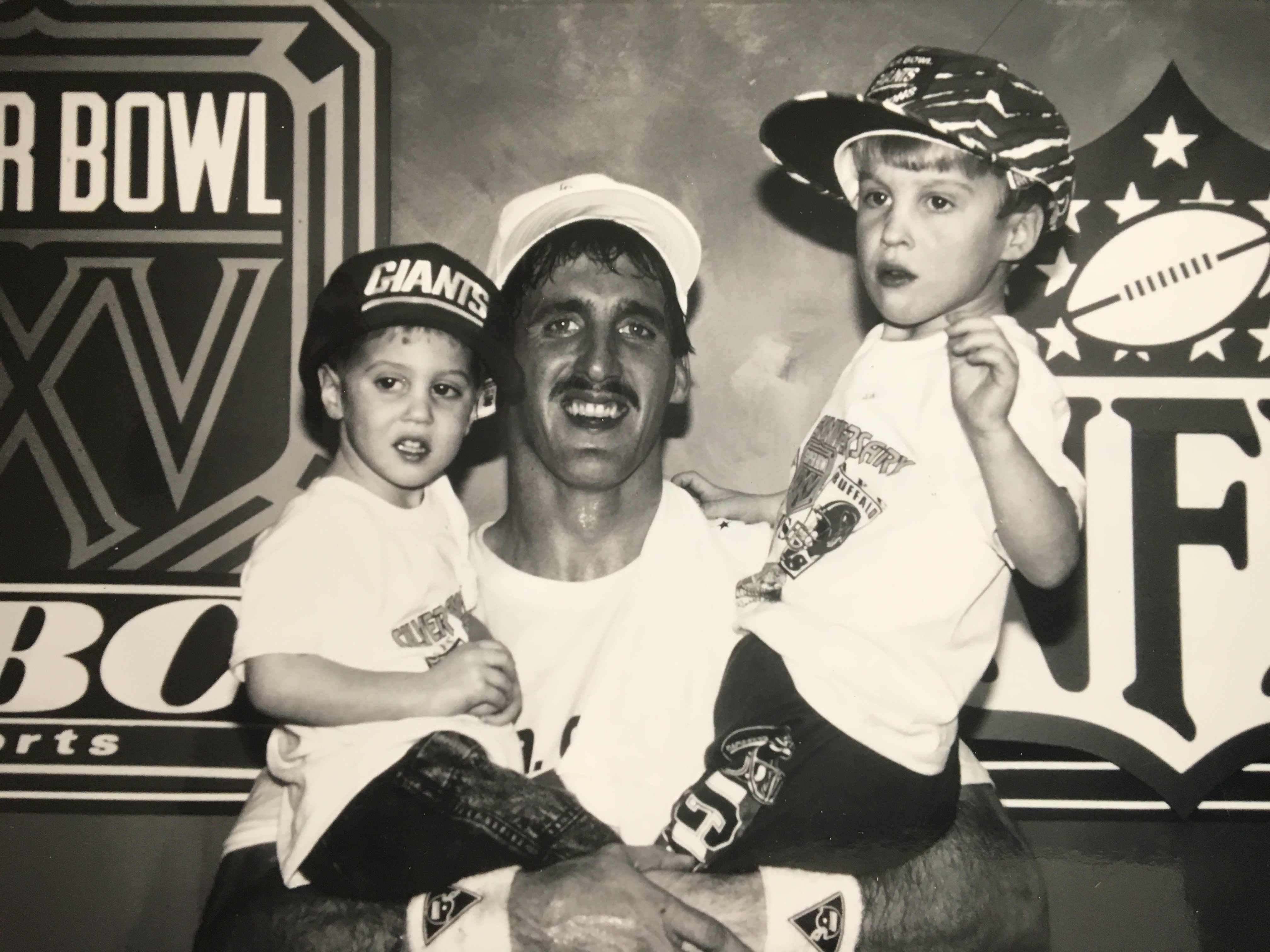 Jeff Hostetler and sons after the Super Bowl win