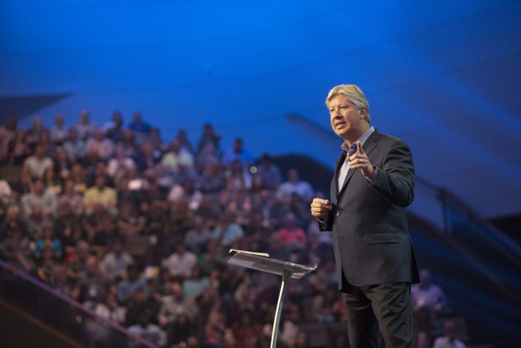 Pastor Robert Morris speaking to an audience (as recently featured on the Jesus Calling podcast)