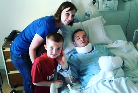 Author Jeff Huxford in hospital after wreck with his family. (as featured on Jesus Calling podcast #166)