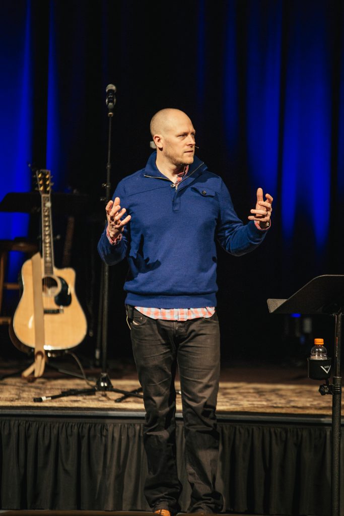Nate Pyle speaking to audience (as featured on the Jesus Calling podcast episode #175)
