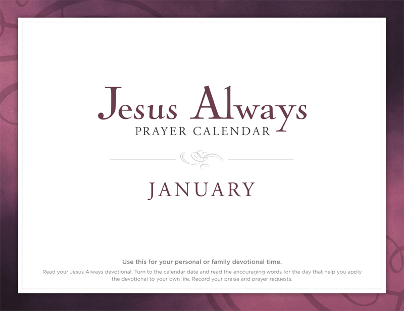 Jesus Always January Prayer Calendar Jesus Calling
