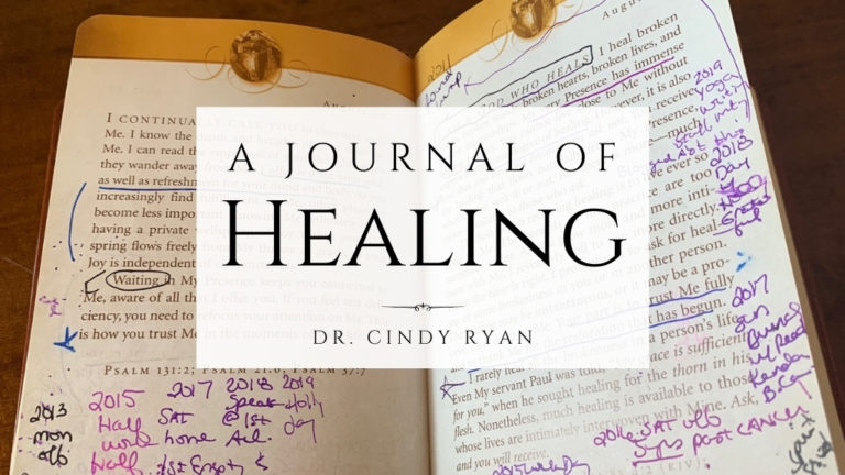 Cindy Ryan Jesus Calling book for cover shot with notes for blog A Journal of Healing