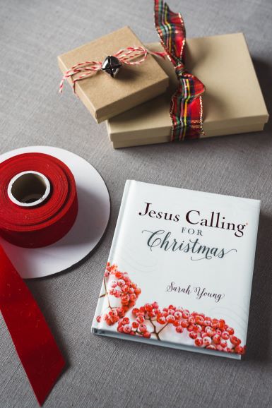 Jesus Calling Story of Christmas with Christmas packaging and ribbon
