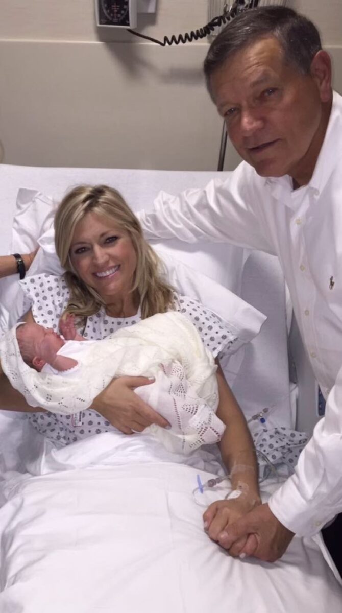 Jesus Calling podcast 322 featuring Ainsley Earhardt - shown here after giving birth to her daughter