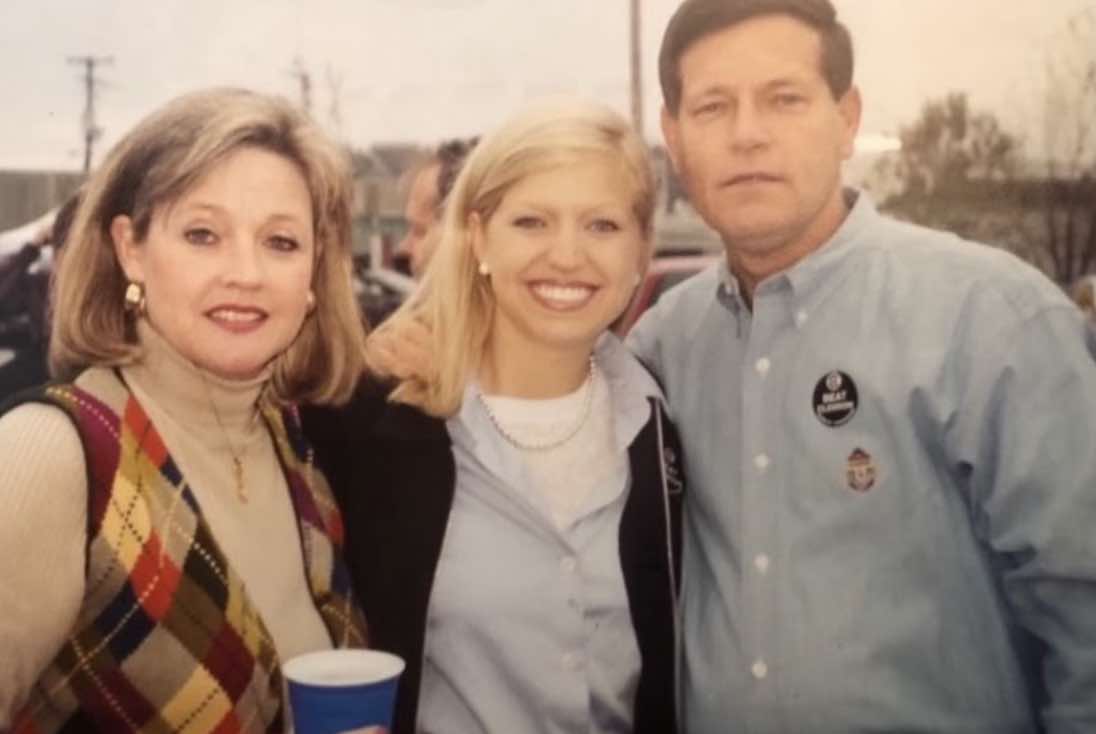Jesus Calling podcast 322 featuring Ainsley Earhardt - shown here as a young woman with her parents