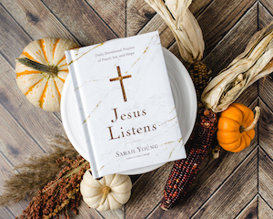 Jesus Calling podcast 325 featuring Jesus Listens Fall image - J Listens Fall 1-2