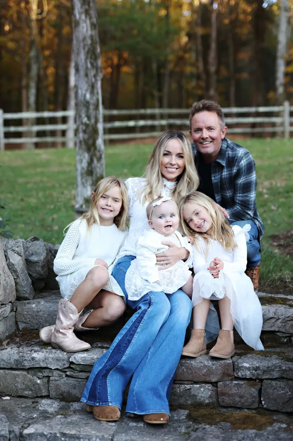 Jesus Calling podcast 338 featuring Chris Tomlin - Chris with his wife Lauren and their daughters - PC Courtesy of Chris Tomlin