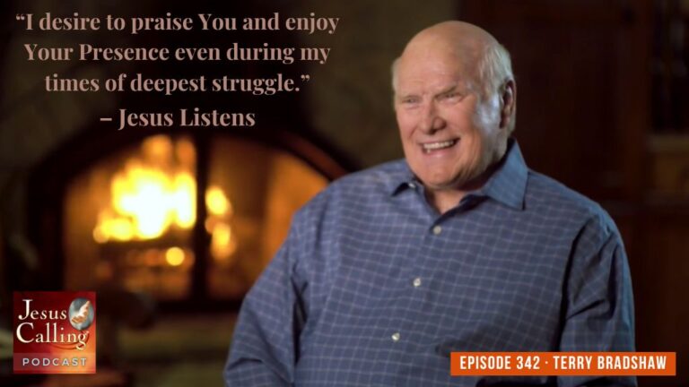Jesus Calling podcast 342 featuring Terry Bradshaw and Toni Collier - Website Thumbnail - JC Pod #342