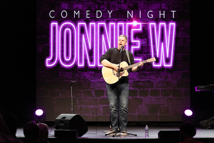 Jesus Calling podcast 425 featuring Matt Forte & Jonnie W - Jonnie W shown here during Comedy Night