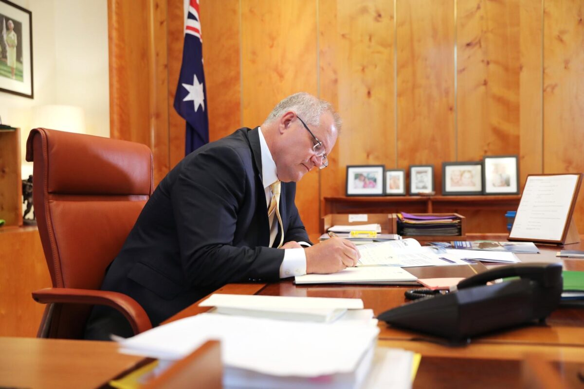 Jesus Calling podcast 430 featuring Scott Morrison & Preston Perry - Morrison shown here working at desk - WhatsApp Image 2024-05-17 at 19.34.07 PC Courtesy of Scott Morrison