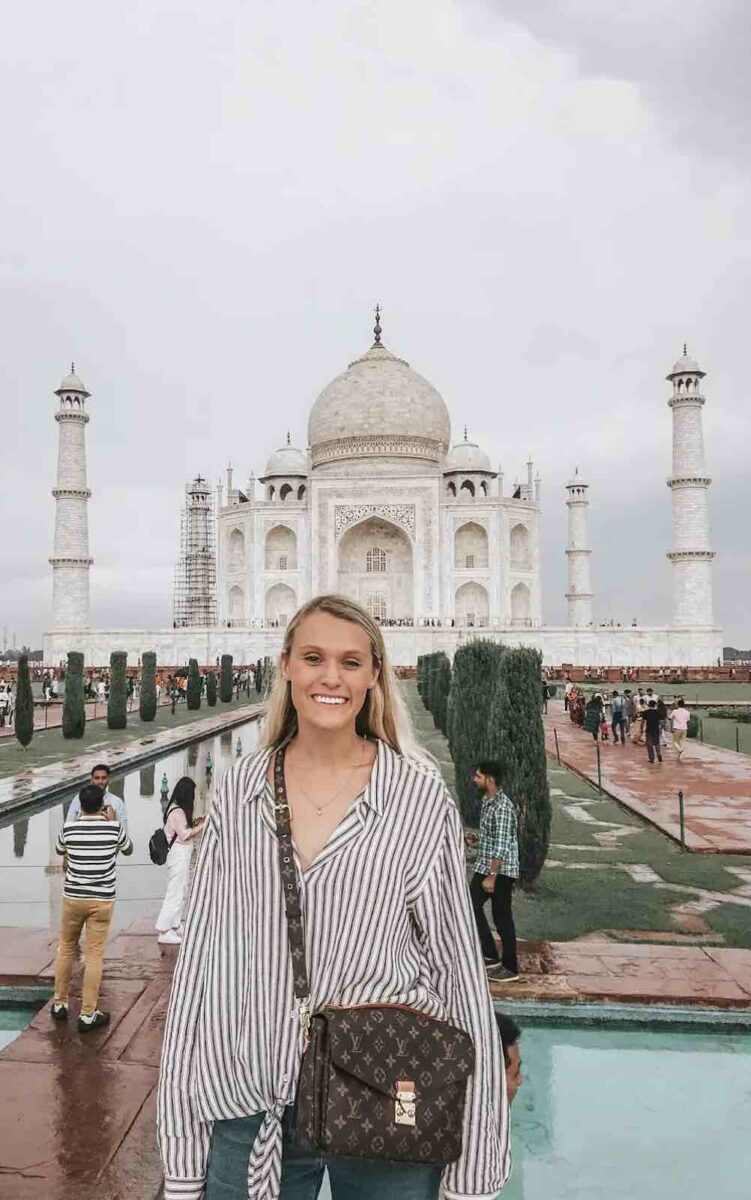 Jesus Calling podcast 458 featuring Hope Reagan Harris - Purpose Doesn't Pause - shown here at the Taj Mahal