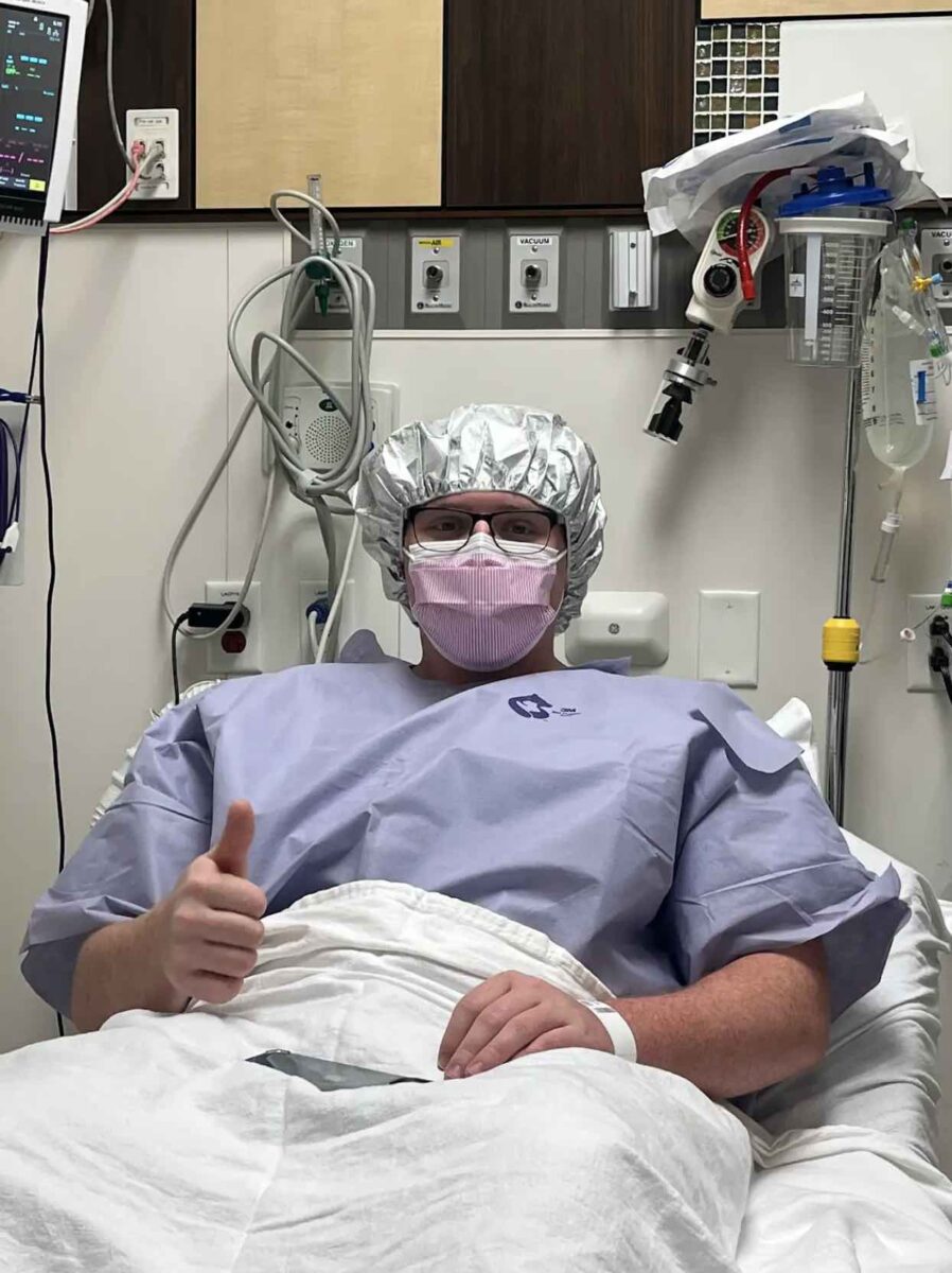 Jesus Calling podcast 462 featuring Cole Prasse - shown in the hospital