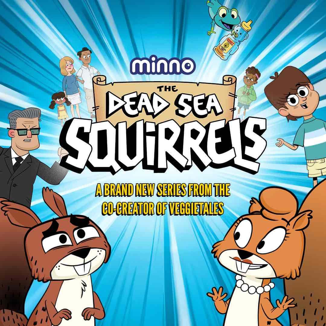 Jesus Calling Podcast 463 featuring Mike Nawrocki - co-creator of Veggie Tales - shown is his new Dead Sea Squirrel project from MINNO