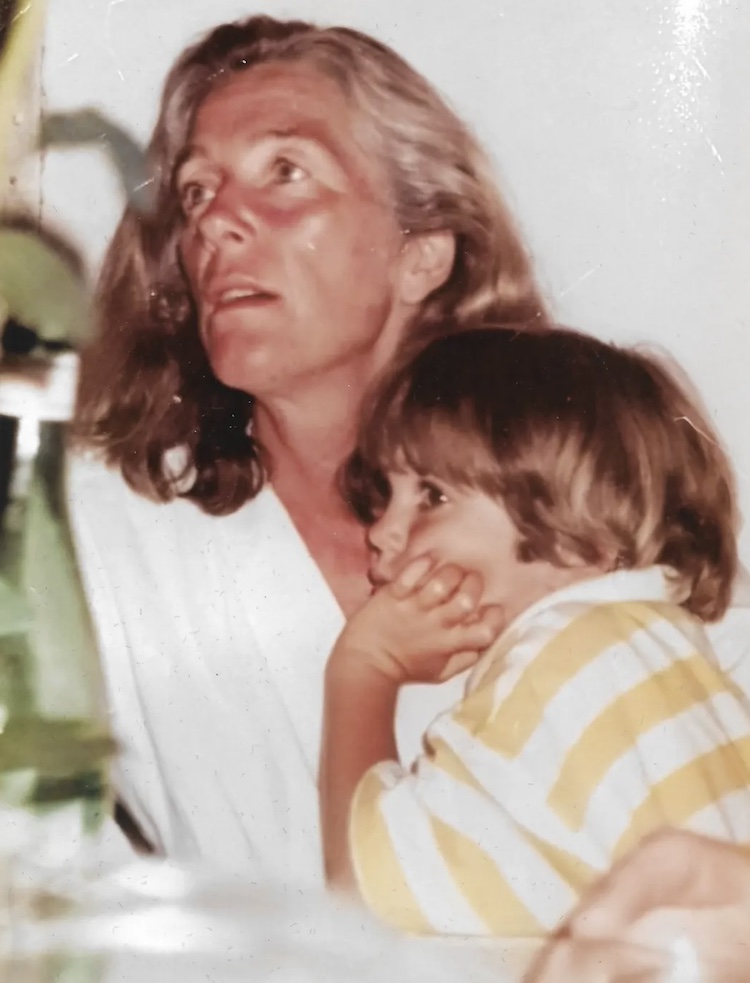 Jesus Calling podcast 466 featuring Benjamin Hall - shown here as a young boy with his mother