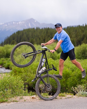 Jesus Calling 476 podcast featuring JT Mestdagh - shown here JT Mestdagh on a mountain bike