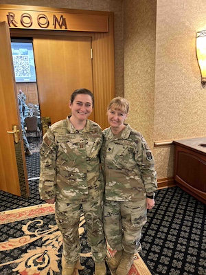 Jesus Calling podcast 480 featuring Dr Angelia Mickle in military with student 5 15 24 PC Courtesy of Angelia Mickle