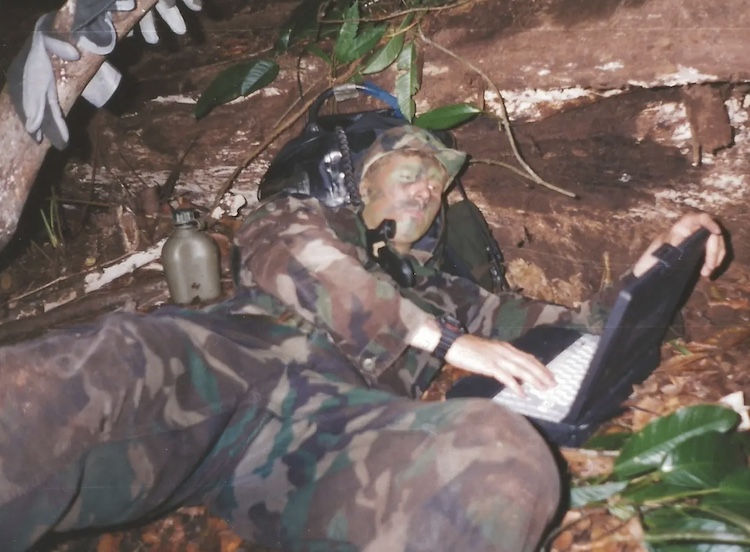 Jesus Calling podcast 485 featuring Jason and Erica Redman - Jason shown here in camo