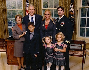 Jesus Calling podcast 485 featuring Jason and Erica Redman - shown with President George Bush - 5 PC Courtesy of Jason Redman